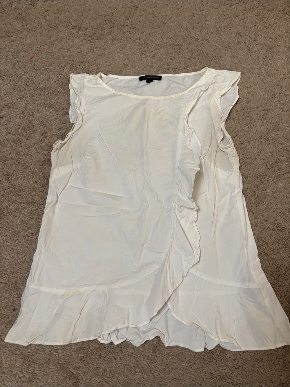 Banana Republic Cream Ruffle Sleeveless Blouse